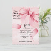 Roze lint "Er is een lieve baby onderweg"  Kaart (Staand voorkant)