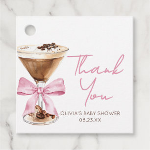 Roze lint Espresso Martini Baby Shower Favor Tags Bedankjes Labels