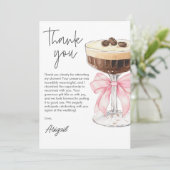 Roze Lint Espresso Martini Bruiloft Dank Je Bedankkaart (Staand voorkant)