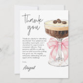 Roze Lint Espresso Martini Bruiloft Danken Bedankkaart (Voorkant)