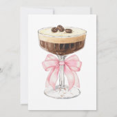 Roze Lint Espresso Martini Bruiloft Danken Bedankkaart (Achterkant)
