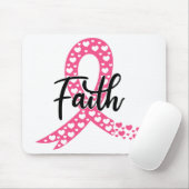 Roze lint Faith Fighter Warrior Breast Cancer Muismat (Met muis)