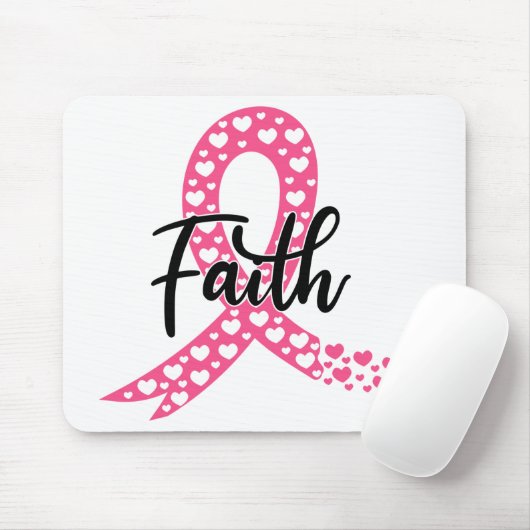Roze lint Faith Fighter Warrior Breast Cancer Muismat (Met muis)
