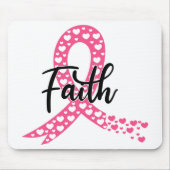 Roze lint Faith Fighter Warrior Breast Cancer Muismat (Voorkant)