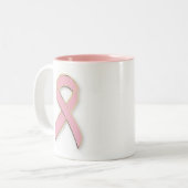 Roze lint, familie... geloof.. moed... lasterlijk. tweekleurige koffiemok (Voorkant links)