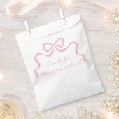 Roze lint feestje met op maat gemaakte roze strik bedankzakje (Geknipt)
