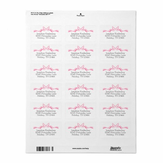 Roze lint Feminine Return Address Label (Full Sheet)