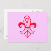 Roze lint Fleur de Lis Briefkaart (Voorkant / Achterkant)