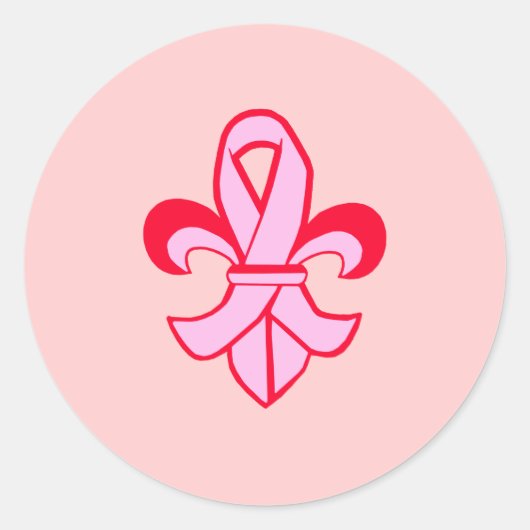 Roze lint Fleur de Lis Ronde Sticker (Voorkant)