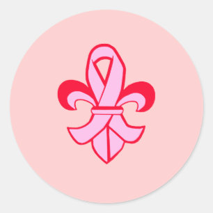 Roze lint Fleur de Lis Ronde Sticker