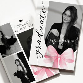 Roze lint foto 2026 afstudeeruitnodiging kaart