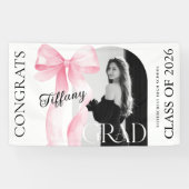 Roze lint foto afstudeerbanner spandoek (Horizontaal)