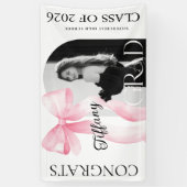 Roze lint foto afstudeerbanner spandoek (Verticaal)