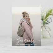 Roze Lint Foto Afstudeerfeest Kaart (Staand voorkant)