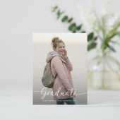 Roze Lint Foto Afstudeerfeest Uitnodiging (Staand voorkant)