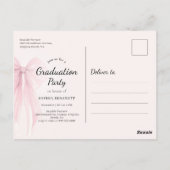 Roze Lint Foto Afstudeerfeest Uitnodiging (Achterkant)