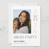 Roze Lint Foto Grad Feest Afstuderen Kaart (Voorkant)