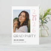 Roze Lint Foto Grad Feest Afstuderen Kaart (Staand voorkant)