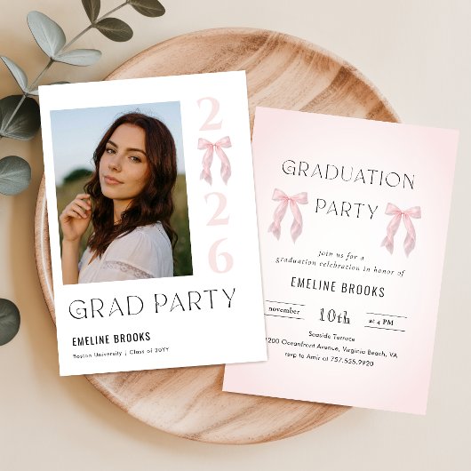 Roze Lint Foto Grad Feest Afstuderen Kaart