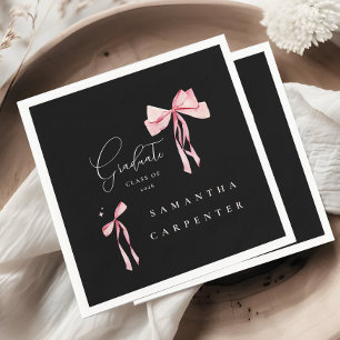 Roze lint foto zwarte achtergrond elegante afstude servet