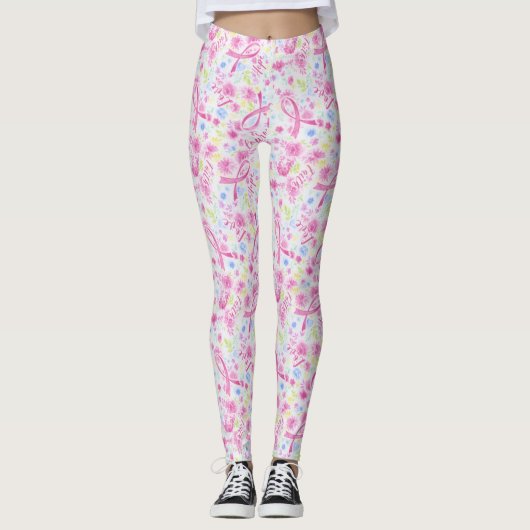 Roze Lint Geloof Hoop Moed Liefde Borstkanker Leggings (Voorkant)
