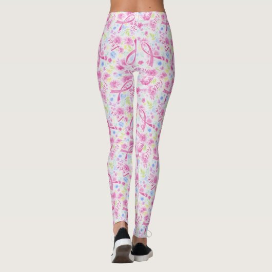 Roze Lint Geloof Hoop Moed Liefde Borstkanker Leggings (Achterkant)