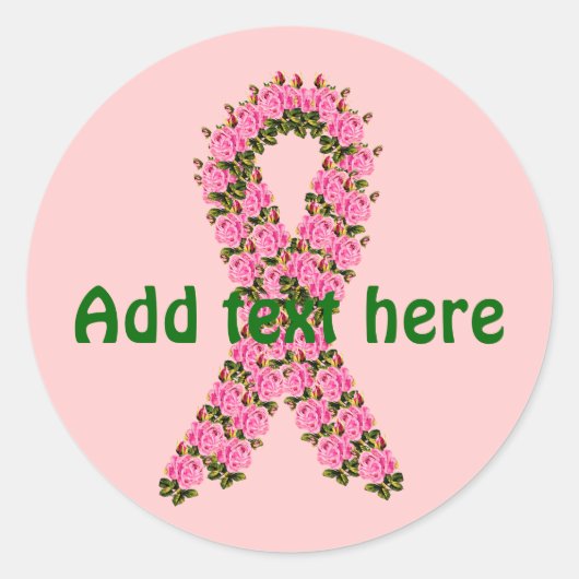 Roze lint gemaakt van roze rozen ronde sticker (Voorkant)