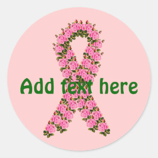Roze lint gemaakt van roze rozen ronde sticker