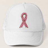 Roze lint gemaakt van roze rozen trucker pet (Voorkant)