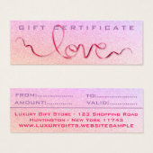 Roze lint & Glitter Liefde Sparkel Cute Meisjesach Mini Visitekaartjes (Voorkant /achterkant)