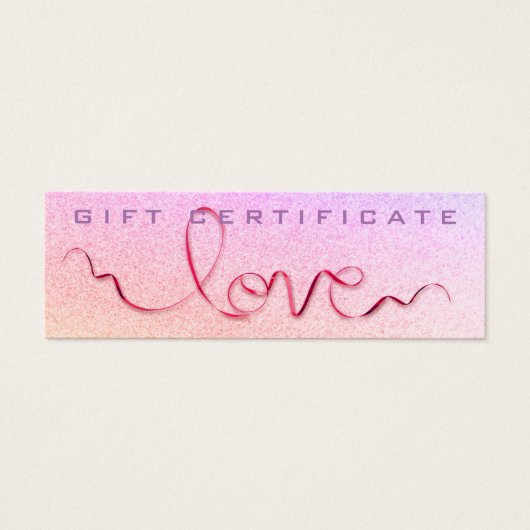 Roze lint & Glitter Liefde Sparkel Cute Meisjesach Mini Visitekaartjes (Voorkant)