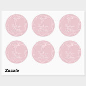 Roze lint golvend frame elegante meisjes douche da ronde sticker (Vel)
