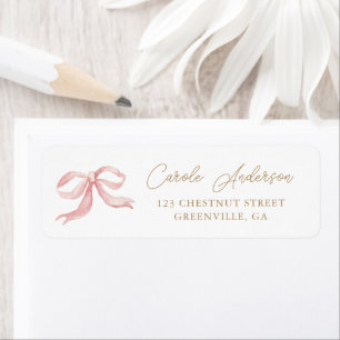 Roze Lint Gouden Baby Shower Retouradres Etiket