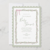 Roze lint groen Elegant Baby shower Kaart (Voorkant)