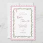 Roze lint groen Elegant Baby shower Kaart (Voorkant)