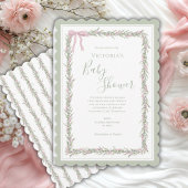 Roze lint groen Elegant Baby shower Kaart
