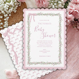 Roze lint groen Elegant Baby shower Kaart
