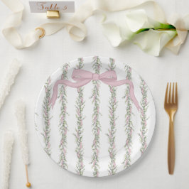 Roze lint groen Elegant Baby shower Papieren Bordje