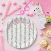 Roze lint groen Elegant Baby shower Papieren Bordje (Feest)