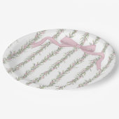 Roze lint groen Elegant Baby shower Papieren Bordje (Gekanteld)