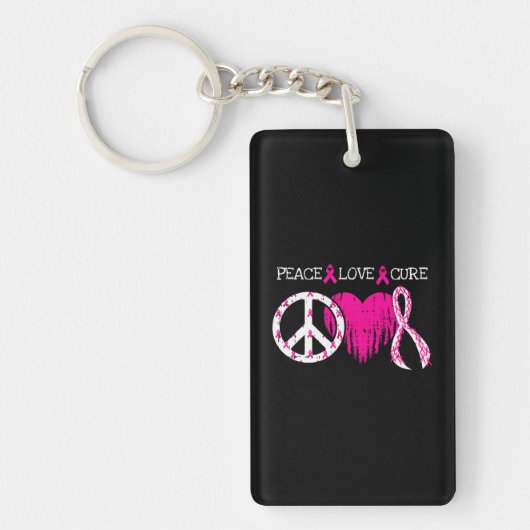 Roze Lint Hart Borstkanker Inspirerend Sleutelhanger (Voorkant)