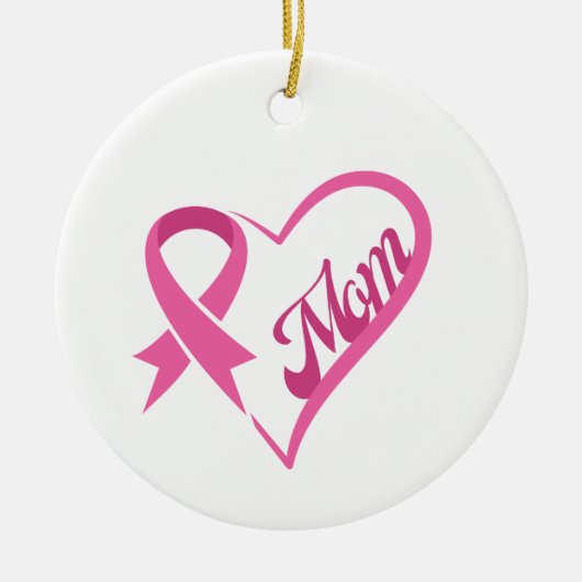 Roze Lint Hart Mam Ornament (Voorkant)