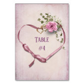 Roze lint hart met ringen kaart (Achterkant)