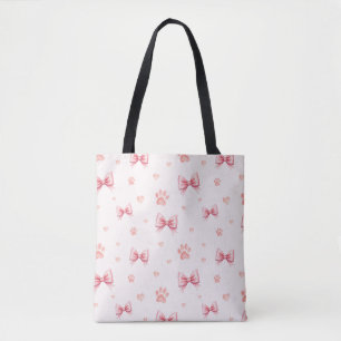 Roze lint, hart & poot print patroon - Zacht roze Tote Bag