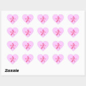 Roze lint hart sticker (Vel)