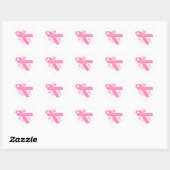 Roze lint hart sticker (Vel)