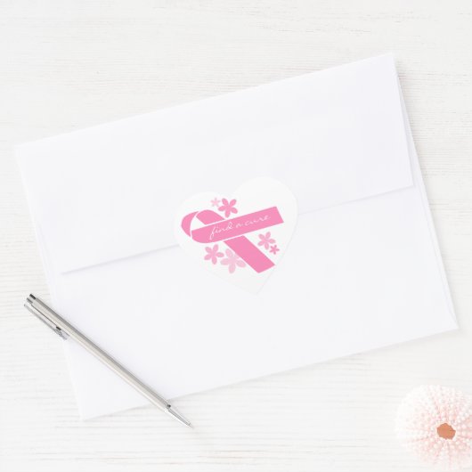 Roze lint hart sticker (Envelop)