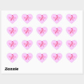 Roze lint hart sticker (Vel)