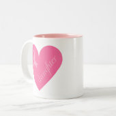 Roze lint hartdochter tweekleurige koffiemok (Voorkant links)