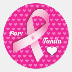 Roze Lint & Hartpatroon Borstkanker Ondersteuning Ronde Sticker